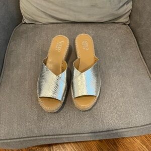 Franco Sarto Metallic Silver Mules